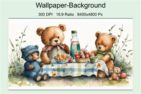 Teddy Bears Having a Picnic-Background Graphic by StellarMockups ...