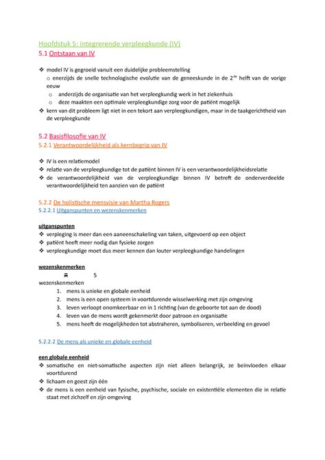 Samenvatting Iv Af Integrerende Verpleegkunde Taaktoewijzing En