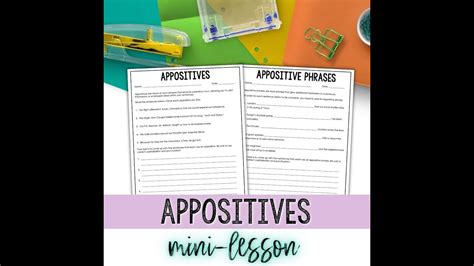 Appositives And Appositive Phrases Mini Lesson Powerpoint And Worksheets Youtube