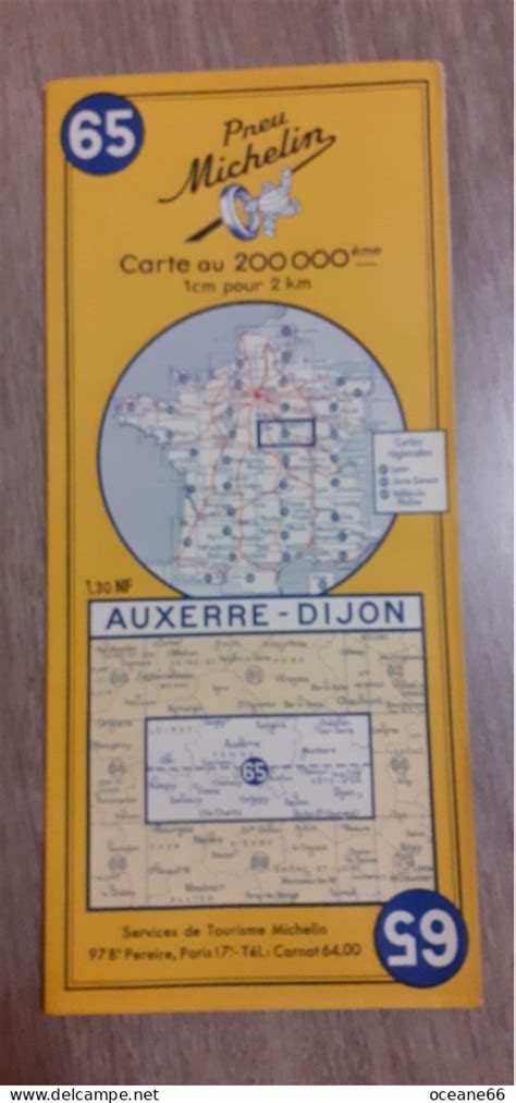 Cartes Routières Carte Michelin 65 Auxerre Dijon 1960 2