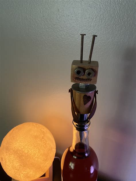 Robot Wine Bottle Stopper Barware Robot Art Gift Idea Etsy