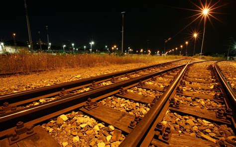 Fond Décran Lumières Paysage Urbain Nuit Véhicule Train Chemin