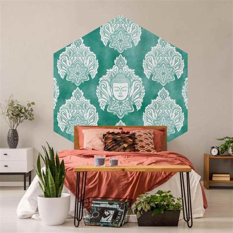 Buddha Und Lotus Smaragdmuster Hexagon Mustertapte Selbstklebende