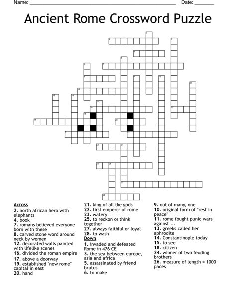 Ancient Rome Crossword Puzzle Answer Key Crossword Rome Anci