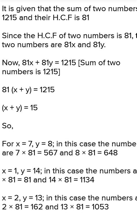 If The Sum Of Two Number Is And Their Hcf Is Find The Number