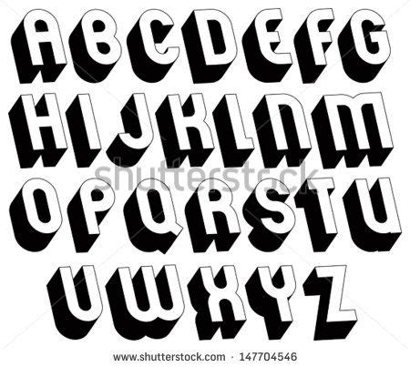 Black White 3d Font Single Color Stock Vector Royalty Free 147704546