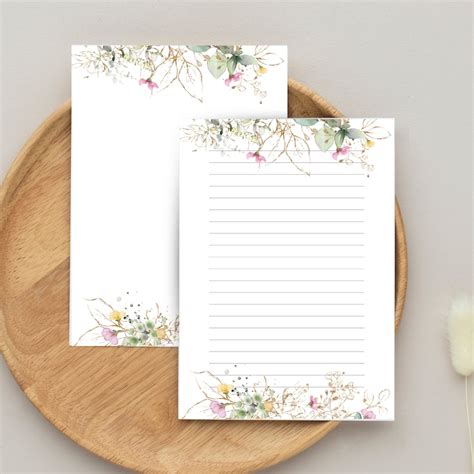 Floral Printable Letter Paper Line Sheet Floral Printable Letter