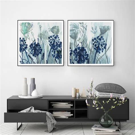 Wall Art Indigo Field 2 Sets Canvas Prints Poster Prints Art