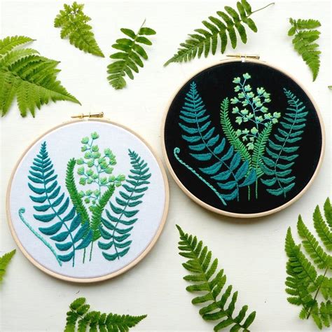 Ferns Botanical Embroidery Kit 7 Hoop Art DIY Home Decor Etsy