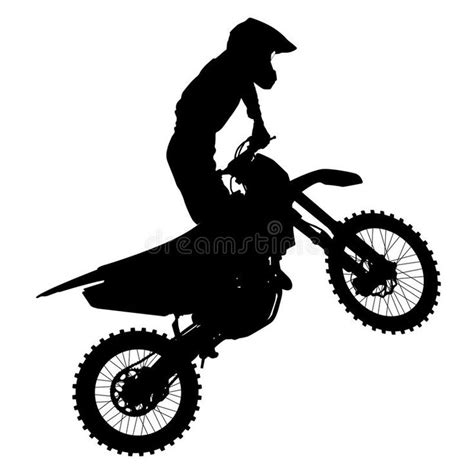 Black Silhouettes Motocross Rider on a Motorcycle Stock Vector ...