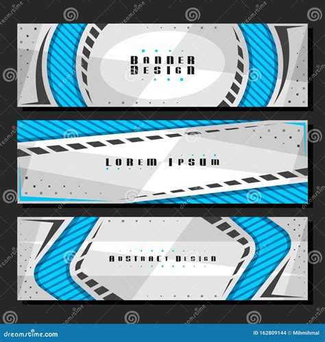 Vector Set Of Horizontal Futuristic Banners Stock Vector Illustration