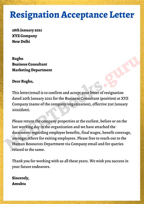 How To Write Resignation Acceptance Letter Template How To With