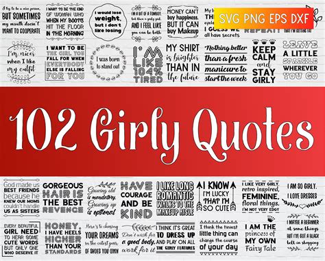 102 SVG Cute Girly Quotes Woman Female Lady Girls Funny | Etsy