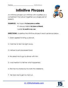 Infinitives Worksheets 15 Worksheets