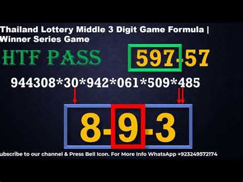 Thailand Lottery Middle Digit Game Formula Winner Series Game