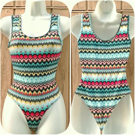 Hot Gal Swim Tribal Multi Colored Tank Thong Bodysuit Poshmark
