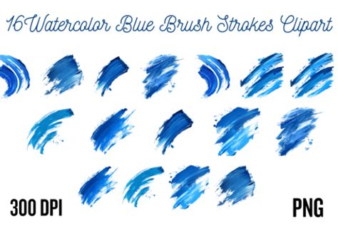 Watercolor Blue Brush Strokes Clipart Graphic By Creative Flow