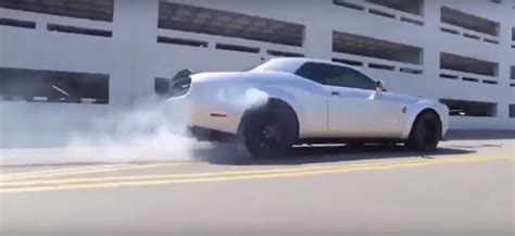 2018 Dodge Demon Does a Random Burnout, Fights Its Sticky Tires ...