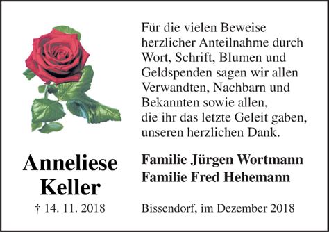 Traueranzeigen Von Anneliese Keller Noz Trauerportal