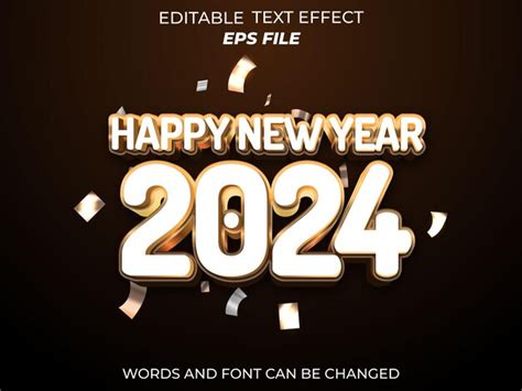 Feliz año nuevo 2024 fuente de efecto de texto tipografía editable