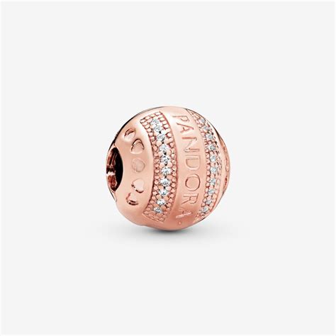 Pandora Logo Round Clip Charm, 14k Rose Gold-plated unique metal