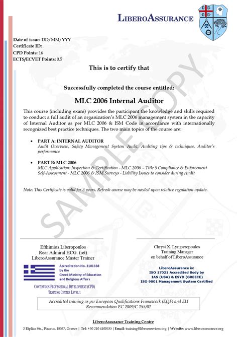 Mlc 2006 Internal Auditor Libero Services