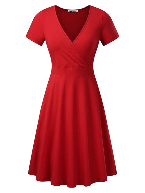 Msbasic Womens Deep V Neck Short Sleeve Unique Cross Wrap Casual Flared Midi Dress X Large Wine