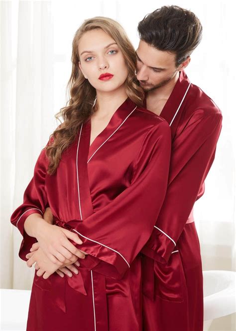 22 Momme Unique Silk Couple Robes Satin Clothing Satin Clothes Mesh Dress