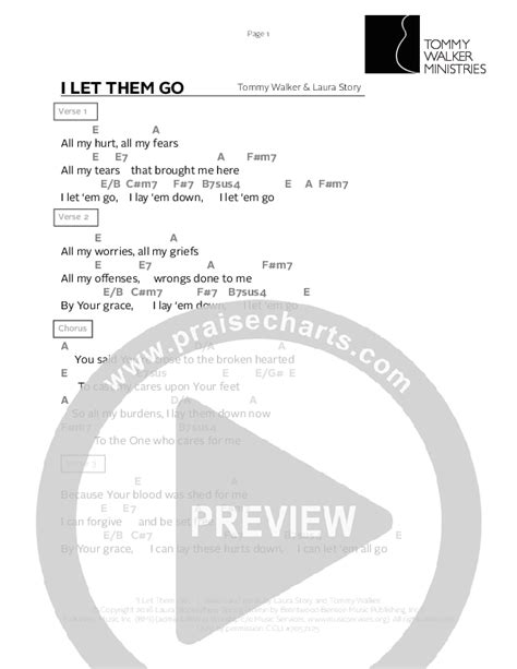 I Let Them Go Chords Pdf Tommy Walker Praisecharts