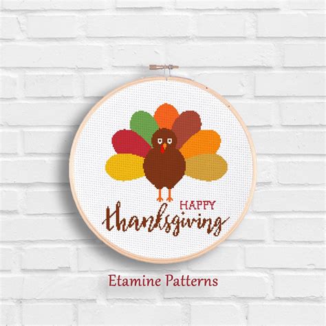 Happy Thanksgiving Cross Stitch Pattern Pdf Turkey Cross Etsy