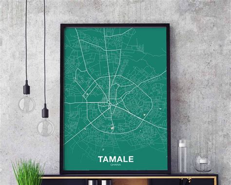 TAMALE Ghana Map Poster Color Hometown City Print Modern Home Decor ...