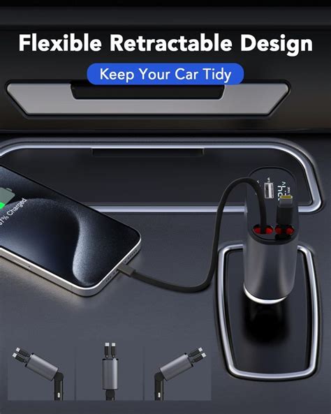 Retractable Car Charger In Fast Car Phone Charger W Retractable