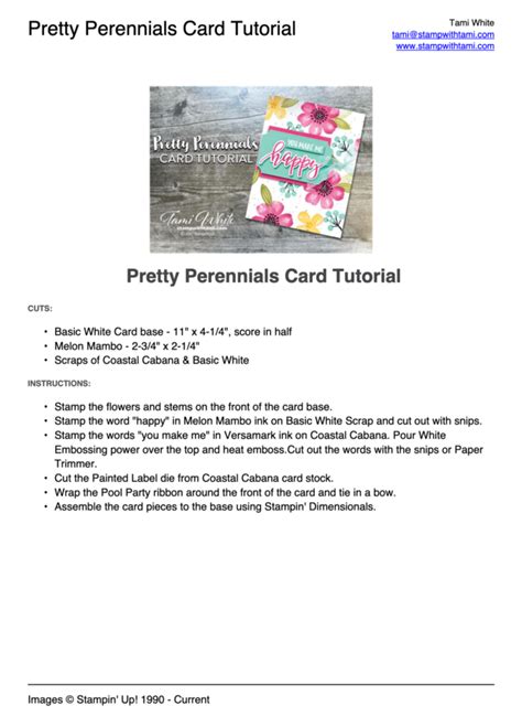 Pretty Perennials Card Tutorial Stampin Up Stampwithtami