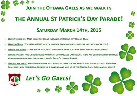 Marching In The Annual St Patrick’s Day Parade | Ottawa Gaels GAA | Gaelic Football & Camogie