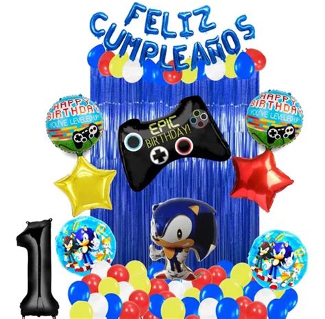 Globos Decoración Feliz Cumpleaños Sonic Fiesta Número Edad