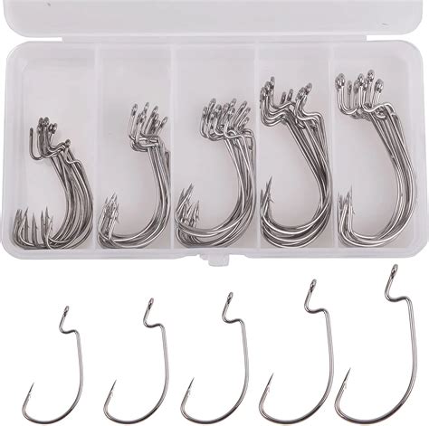 Pcs Strong Fishing Worm Hooks Offset Worm Hooks High Carbon Steel