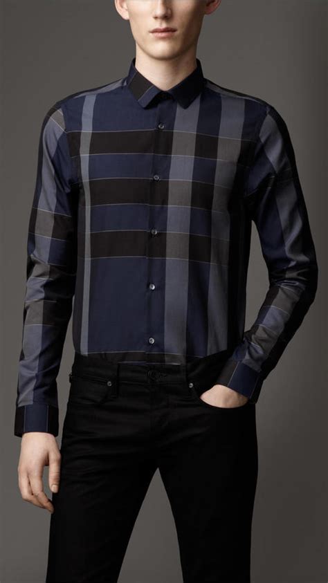 Burberry Slim Fit Check Tonic Cotton Shirt Burberry Lookastic