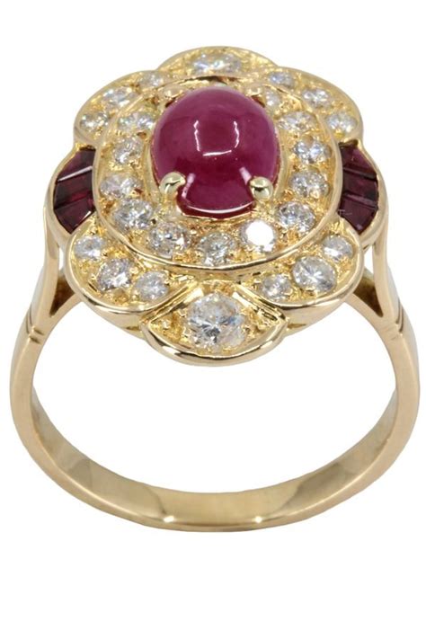 Bague Moderne Rubis Diamants Or 18k Occasion