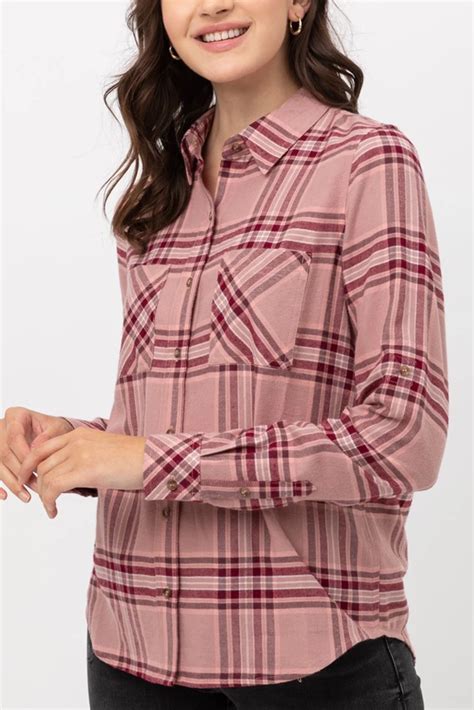 Roll Up Long Sleeve Plaid Shirt Long Sleeve Plaid Shirt Long Sleeve Plaid Women Shirts Blouse