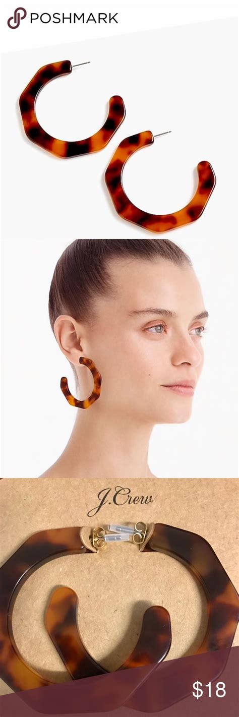 J Crew Resin Hoop Earrings Deep Tortoise J Crew Resin Angled