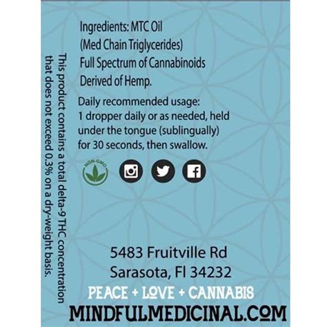 1500mg Full Spectrum Tincture Mindful Medicinal Cbd