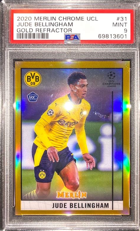 2020 21 Topps Merlin Chrome UCL Gold Refractor 50 PSA 9 Jude