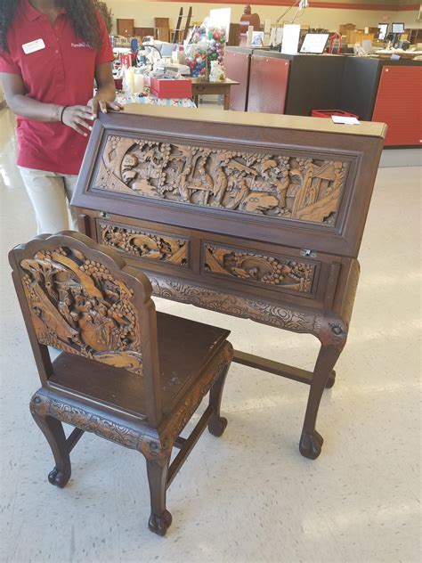 Hand Carved Teakwood Desk Oriental Instappraisal