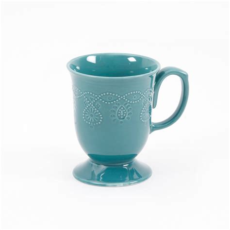 The Pioneer Woman Cowgirl Lace Hot Chocolate Coffee 4 Piece Mug Set Decor Teal Ebay