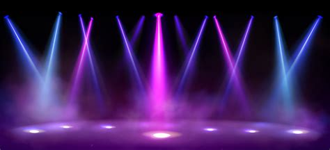 Stage Lights Spotlight Beams With Smoke On Floor Vector Art