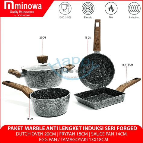 Jual Yoshikawa Panci Set Penggorengan Pcs Marble Induksi Anti Lengket