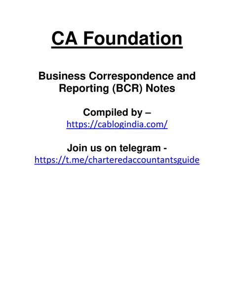 BCR Detailed Notes Bcr CA Foundation Business Correspondence And