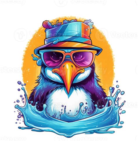 Watercolor Funny Penguin Wearing Sunglasses 24476664 Png