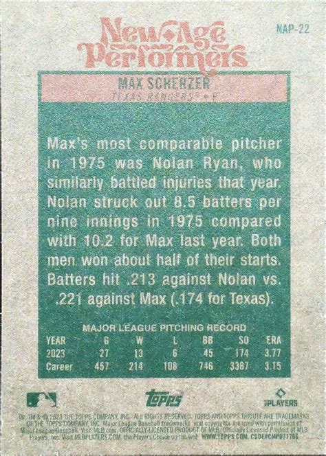 Max Scherzer NAP 22 Prices 2024 Topps Heritage New Age Performer