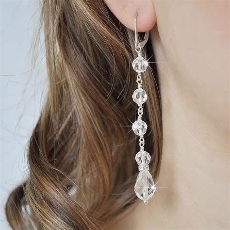 Long Crystal Earrings Via Etsy Crystal Bridal Earrings Crystal